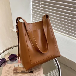 Vintage Large Capacity Women's Shoulder Bags Fashion Texture PU Mom and Son Crossbody Bag Simple Versatile Ladies Casual Totes