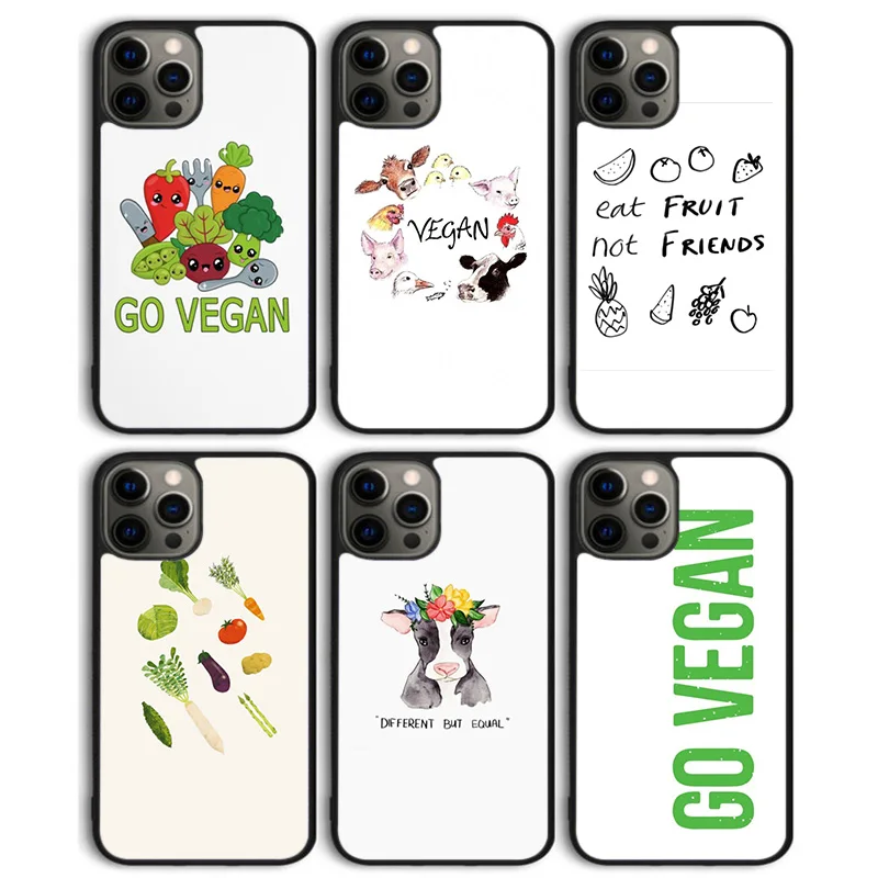 Vegan Vegetarian Quotes Phone Case Back Cover for iPhone 16 15 SE2020 14 13 11 12 Pro Max mini XS XR X PlusS Shell Coque