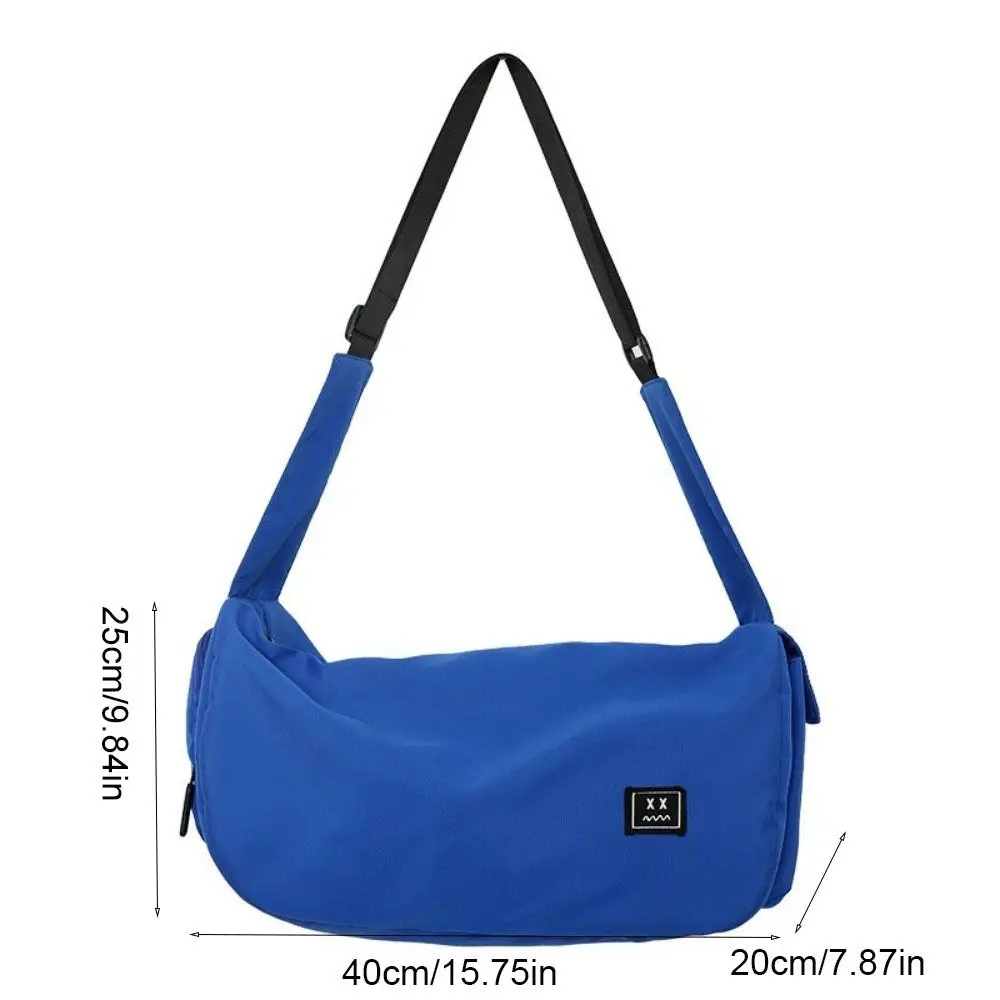 Large Capacity Nylon Shoulder Bag Harajuku Korean Style Canvas Dumpling Bag Solid Color Commute Sports Crossbody Bag Streetwear