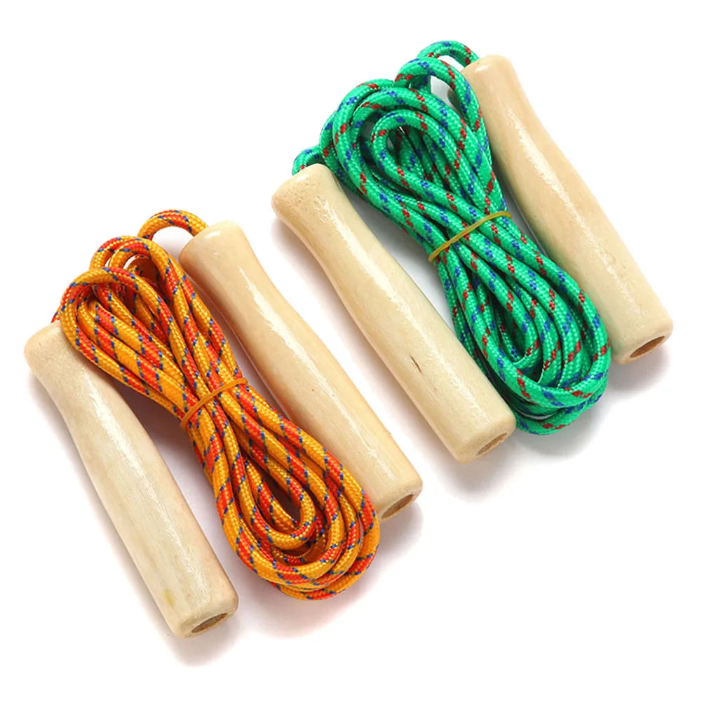 Corda de pular de madeira ajustável, 2.5m, corda de pular de algodão para crianças, para estudantes, treinamento fitness, jogo esportivo