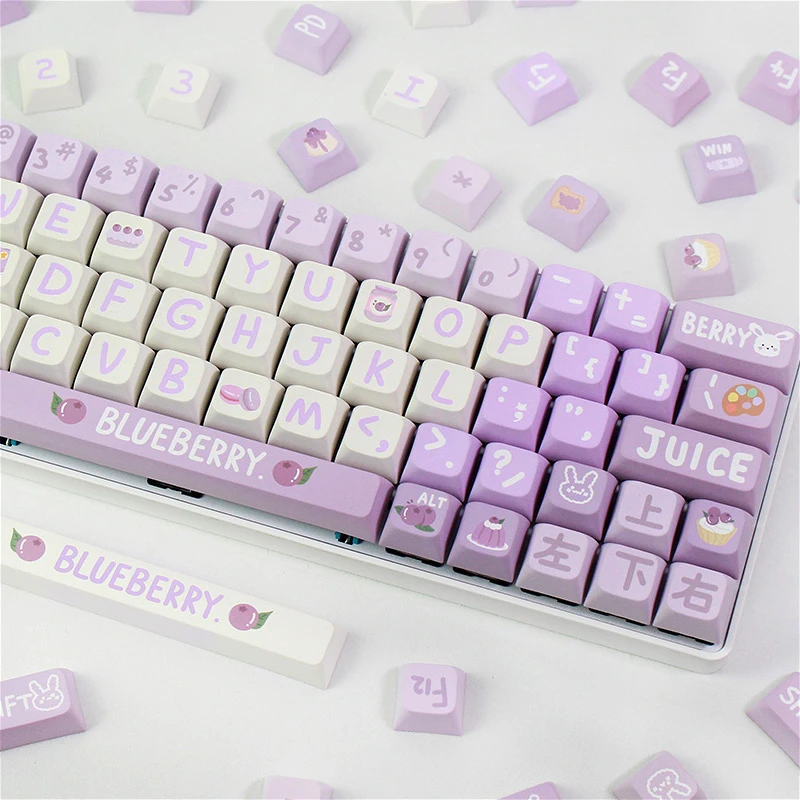 Blueberry Juice Keycap XDA Hoogte 131 Key Set Compatibel met Cherry Axis 60%/65%/87/104 Mechanisch Toetsenbord