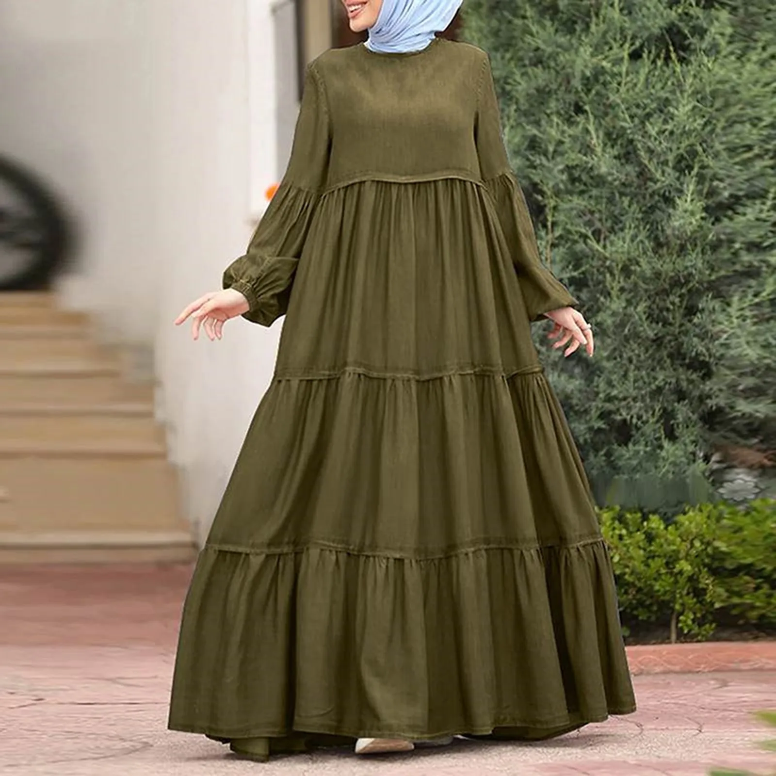 

Women's Muslim Long Robe Bat Sleeve Long Round Neck Loose Temperament Dress Prayer Clothing Casual Solid Colour Long Dresses