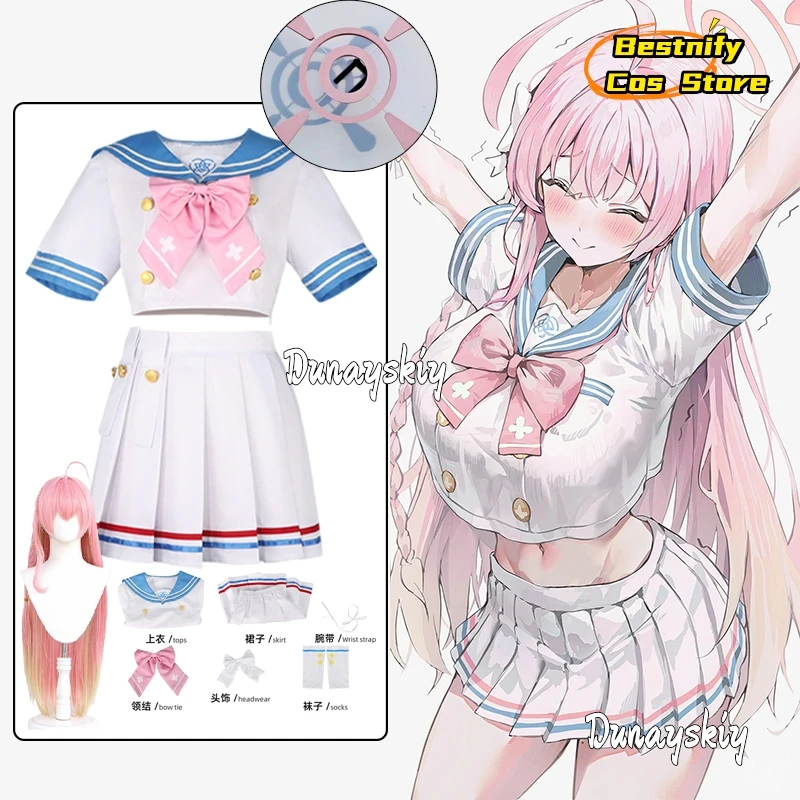 

Anime Game Blue Archive Urawa Hanako Cosplay Costume Sailor Suits Bowknot Headwear Women's Dresses Halloween Disguise Suit s-2xl