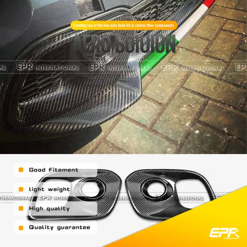 

For Abarth 595 695 2017-2024 - Front Fog Light Trim Cover - Dry Carbon Fiber Construction - OE Fitment