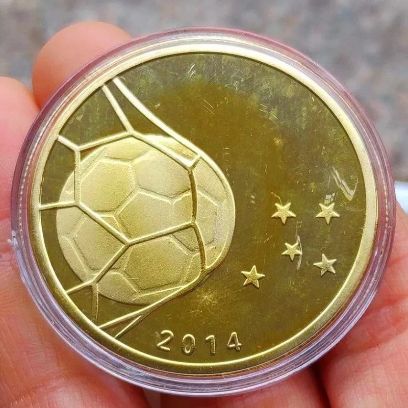 Brazil Silver Glating Souvenir, Famous Football Cup, Commemorative Coin Badge, Medal Souvenir, Arts Gifts, 2014