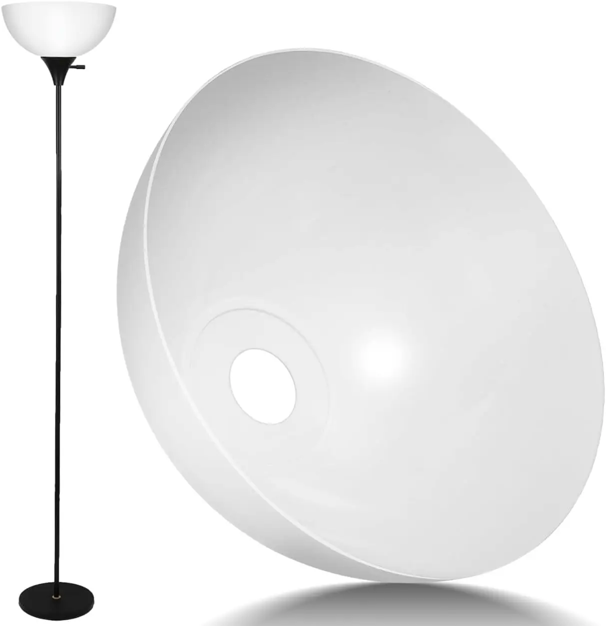 

Floor Lamp Shade, Plastic Bowl White Lamp Shades Replacement, 1.65 inch/ 42 mm Fitter Lamp Light Covers for Floor Lamps