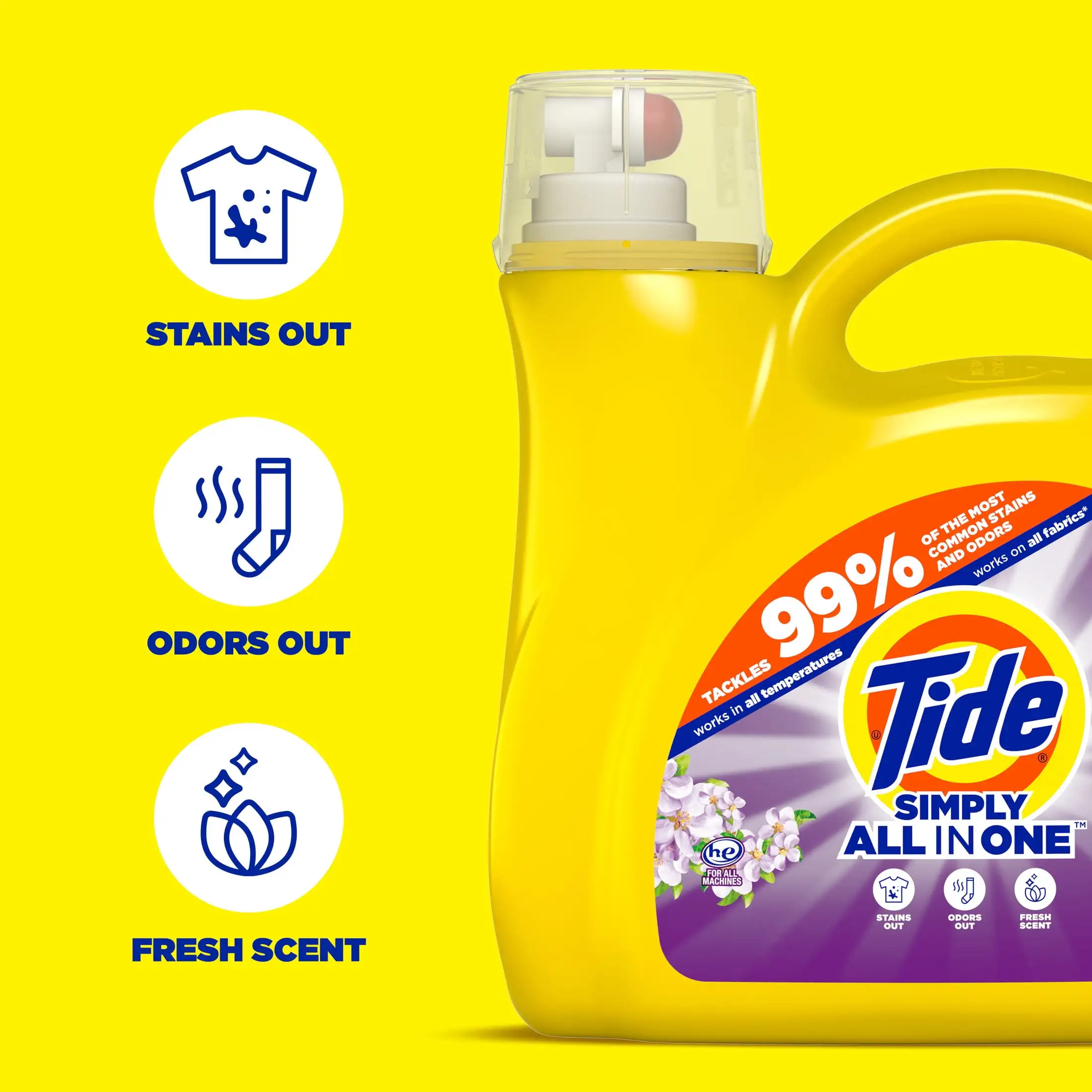 

ICUTE-Tide Simply Liquid Laundry Detergent, Clean & Fresh, Berry Blossom Scent, 85 Loads, 107 fl oz