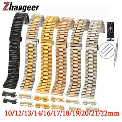 Solid Stainless Steel Watch Band 10mm 12mm 13mm 14mm 16mm 17mm 18mm 19mm 20mm 21mm 22mm Universal Wrist Strap Butterfly Buckle