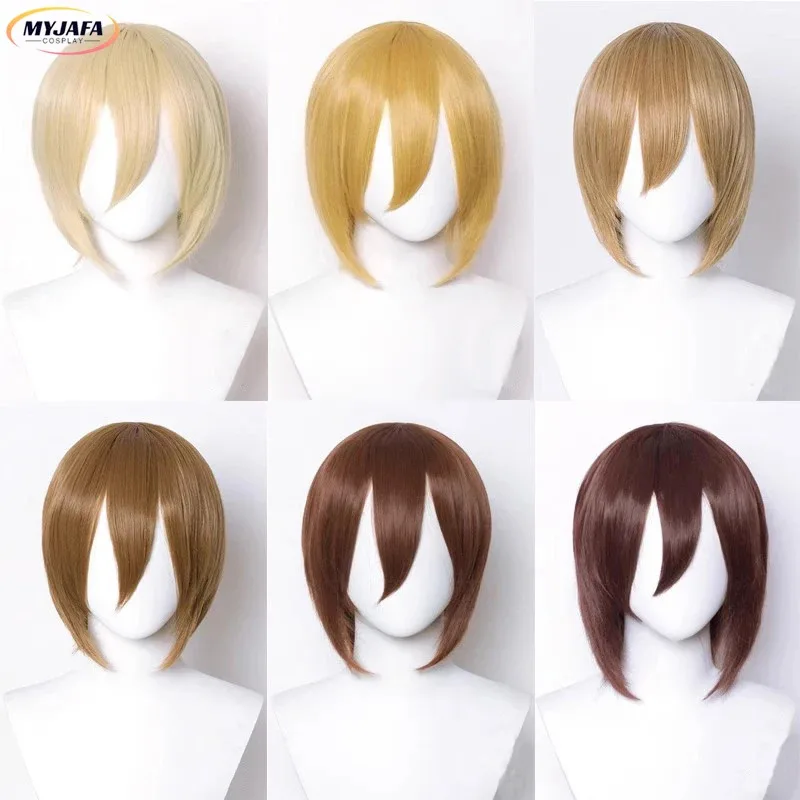 Cy30cm Cosplay Wig Short Straight Multi-color Basic Unisex Wig Heat Resistant Synthetic Hair Halloween Party Wigs + Wig Cap