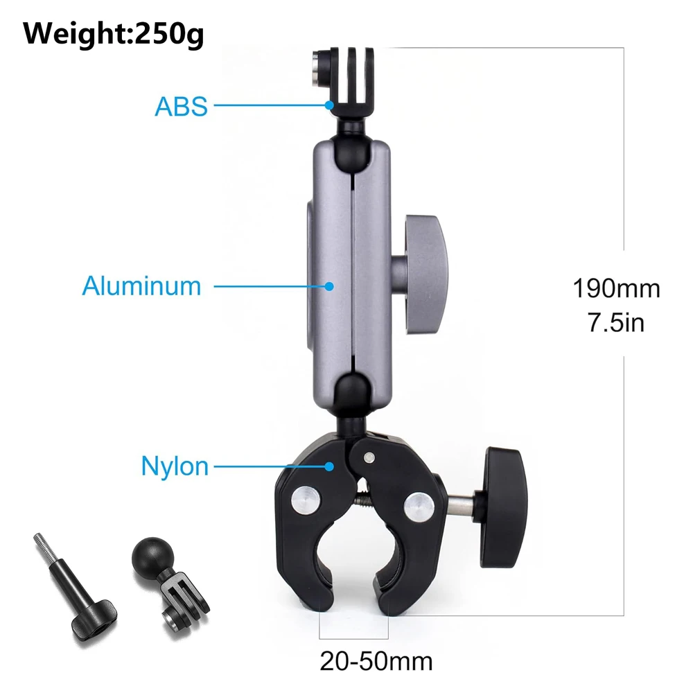 Aluminum Alloy Super Clamp Mount Rotatable Handlebar Holder for GoPro Hero 13 12 11 10 9 Insta360 SJCAM AKASO OSMO Action Camera