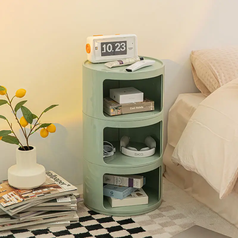 Circular storage cabinet, multi-layer cylindrical bedside cabinet, small and narrow storage cabinet, sofa side cabinet