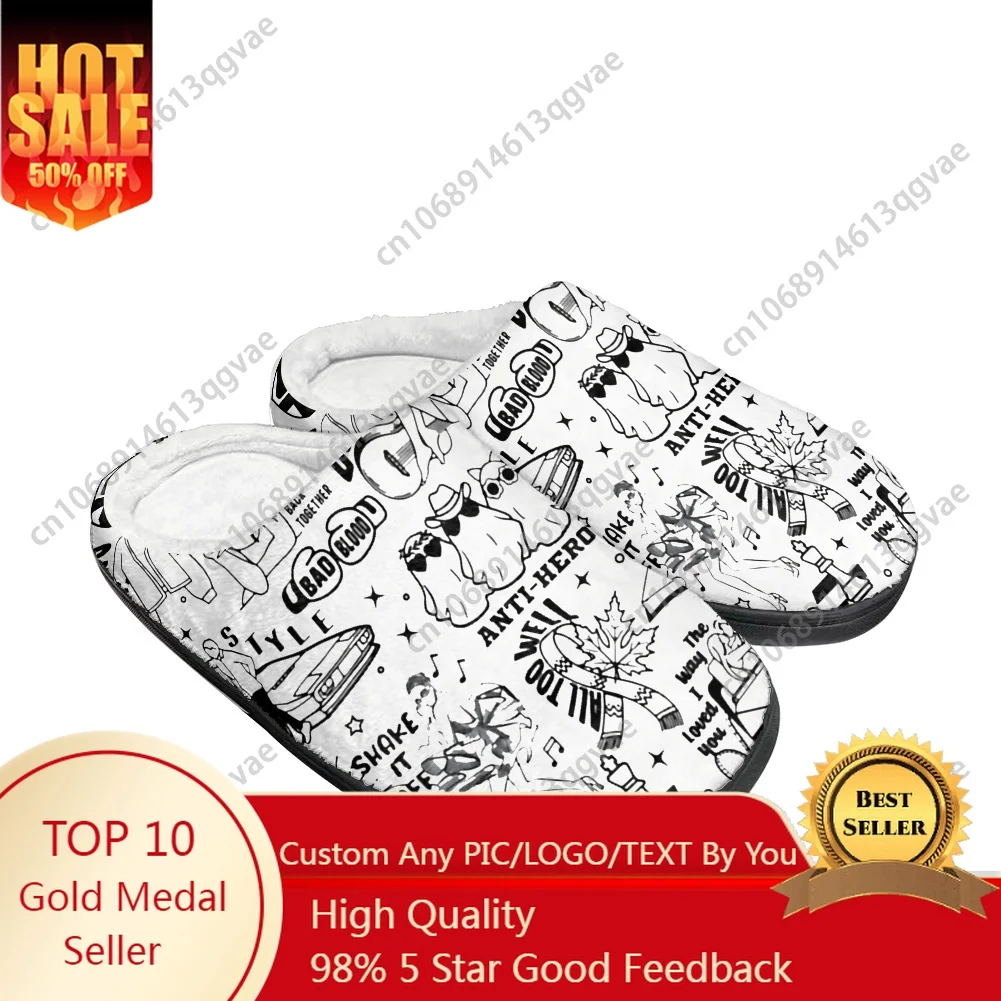 

Hot 1989 American Singer S-Swifties Home Cotton Slippers Mens Womens Teenager Plush Bedroom Keep Warm Shoes Custom Slipper