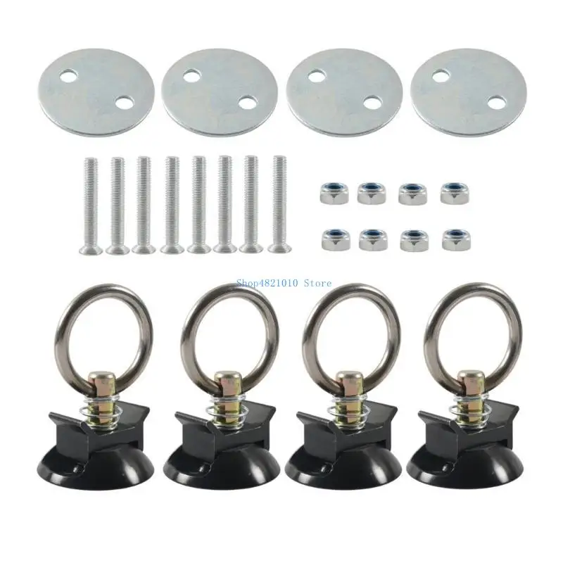 

T3LF 4 Sets Tie Down System Round Tie Down Anchors Point with Round Rings for Trailer