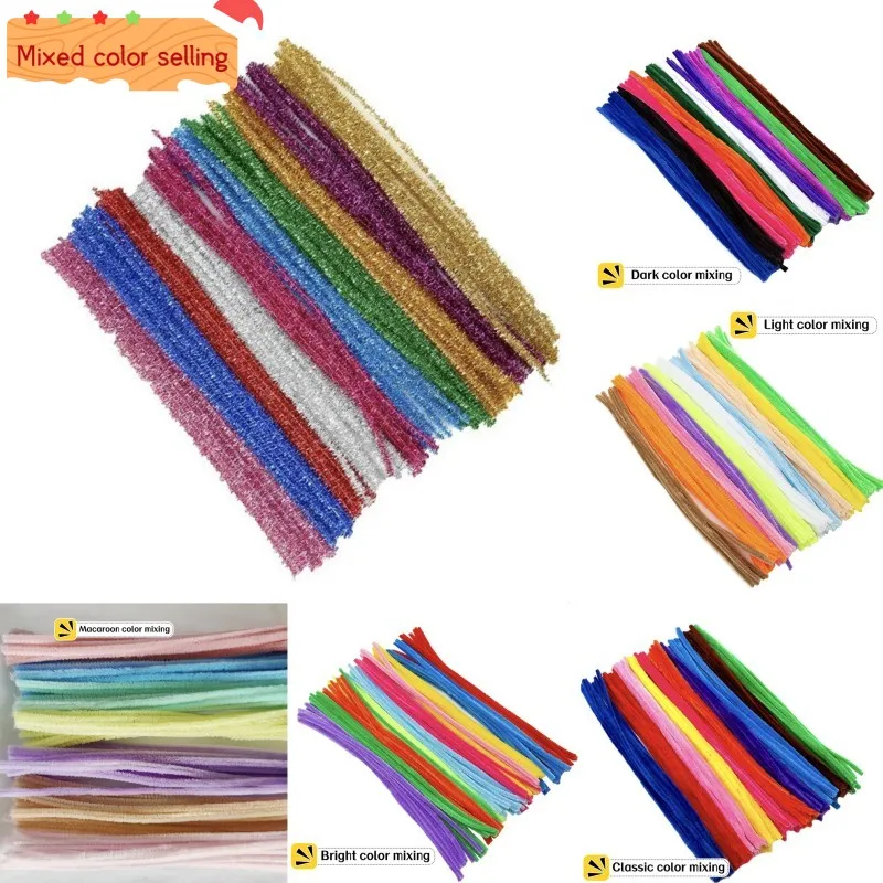 1000Pcs Mix Chenille Metal Wire Material Stick 30cm Glitter Series/Classic Series Rush Stick DIY Wedding Party Decoration Crafts