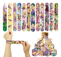 10pcs Disney Princess Bracelets Wristband Rapunzel Theme Snap Bracelets Party Favors for Girls Kids Baby Shower Supplies