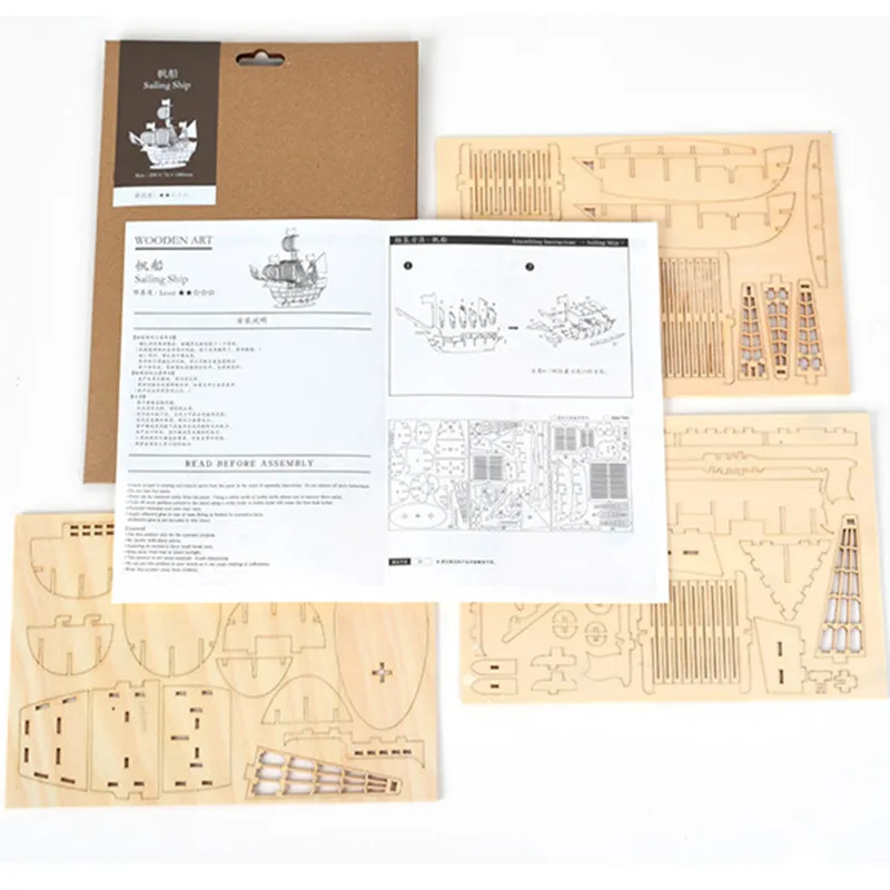 Diy 3d wooden puzzle for Assembly Puzzle Laser Cutting Sailing Ship Biplane Steam Locomotive Train Toy diy Kit for adults Child