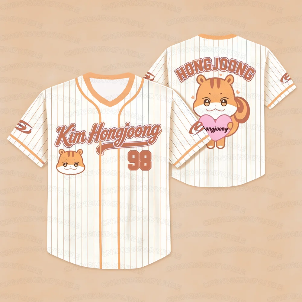 2026 Sommer Damen Herren Mädchen Ateez San SEONGHWA Charaktere 3D-Druck Grafik T-Shirt Kpop-Fan-Geschenke V-Ausschnitt Jersey – Detail 7
