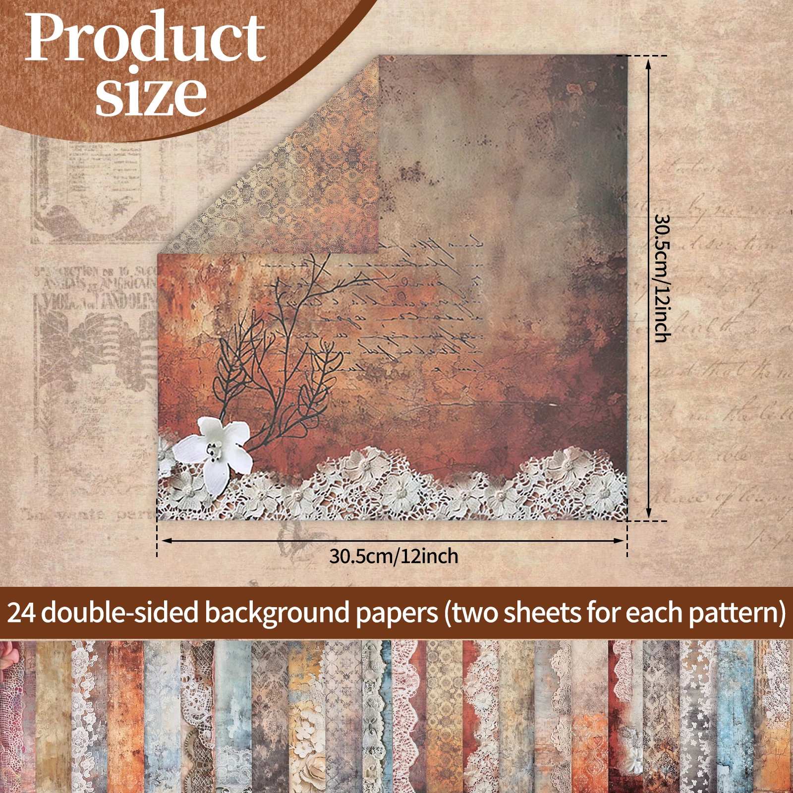 24/48Pcs Double Sided Scrapbook Paper DIY Handmade Collage Decorative Background Paper Journaling Background Decoration 12x12In