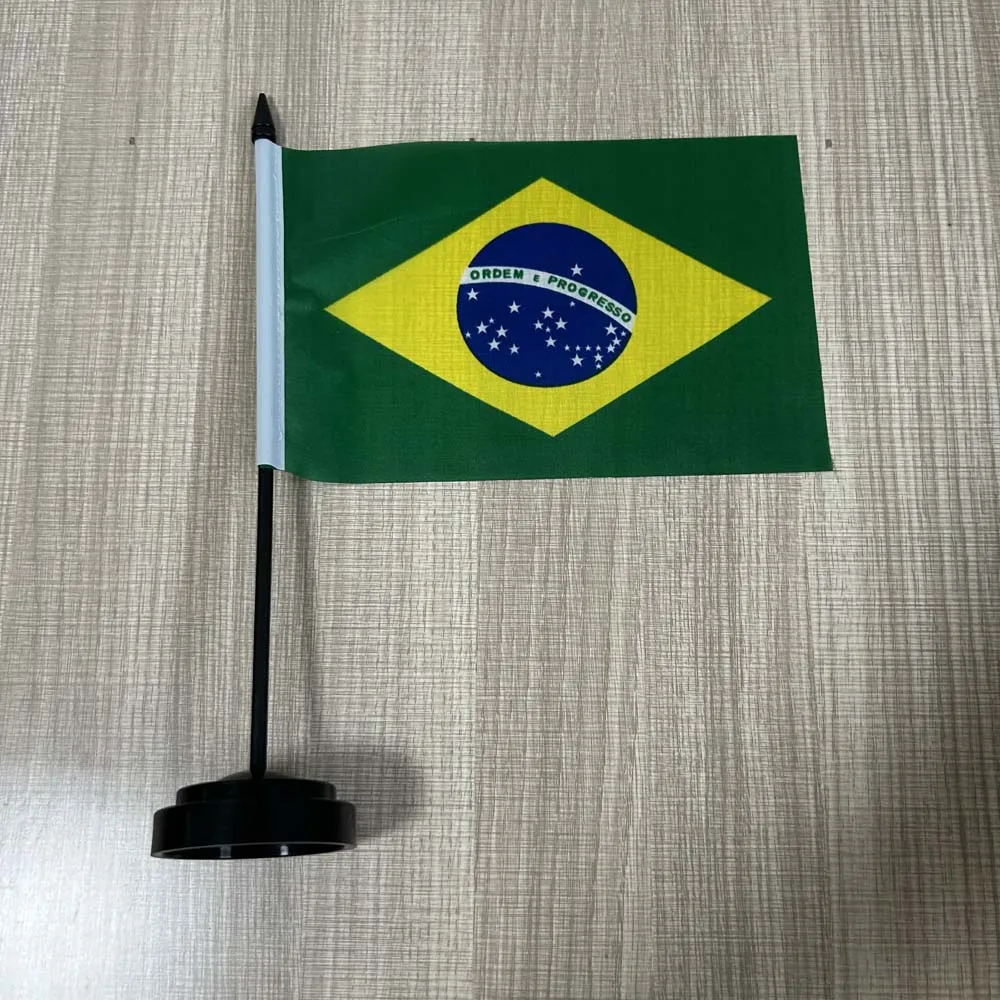 14x21cm Office Desk Flag of Brazil Flag polyester Ornaments table Flags  mini Brazil Country Desk flag for decoration