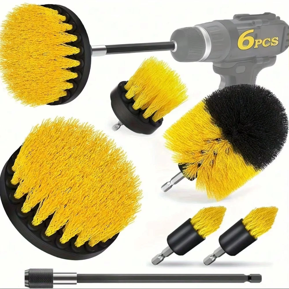 3-6 Pieces Multi-Functional Scrubbing Drill Brush with 1/4