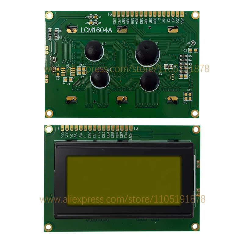 LCD1604A 16X4 characters 5V yellow and blue screen display LCM1604A font library 8.7cm*6cm