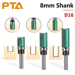 PTA 8MM trzonek d16 MM wzór Bit spłukiwania tryroutera do obróbki drewna frezowanie nóż do drewna wiertni frez węglikowy frez trzpieniowy