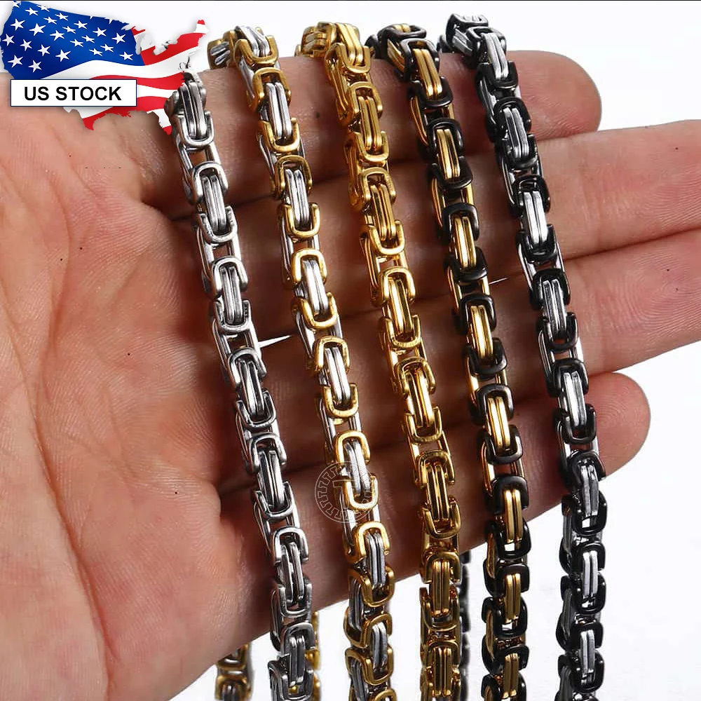 5mm Chian For Men Women Black Gold Silver Color Stainless Steel Box Link Necklace Wholesale Jewelry Gifts LKNN19