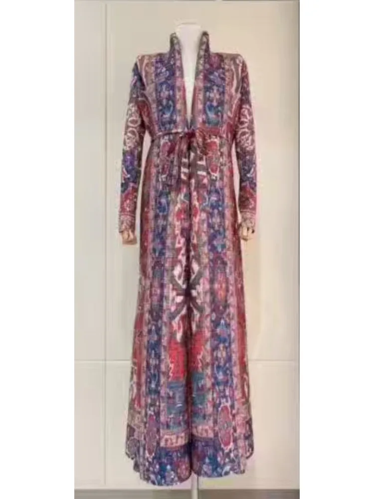 

Miyake плиссированный модный галстук с лацканами и принтом, мусульманский длинный темпераментный универсальный женский халат, новинка 2023 года