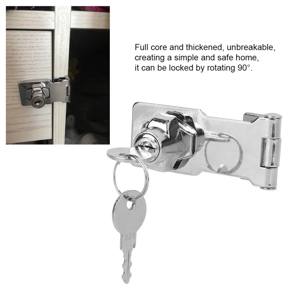 2pcs Safety Stainless Steel Keyed Hasp Lock Twist Knob 3 Inch Locking Hasp Door Hasp Lock Cabinets