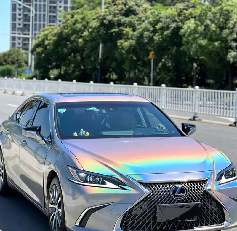 Premium Rainbow Gloss Sparkle Glitter Holographic Silver Vinyl Wrap Film DIY Self Adhesive Decal Automotive Car Wrapping Foil
