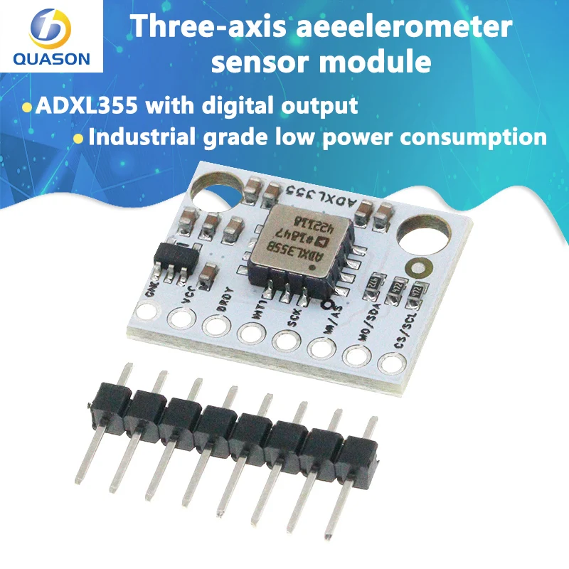 ADXL355 triaxial accelerometer sensor module is an industrial-grade, low-power integrated temperature sensor with digital output