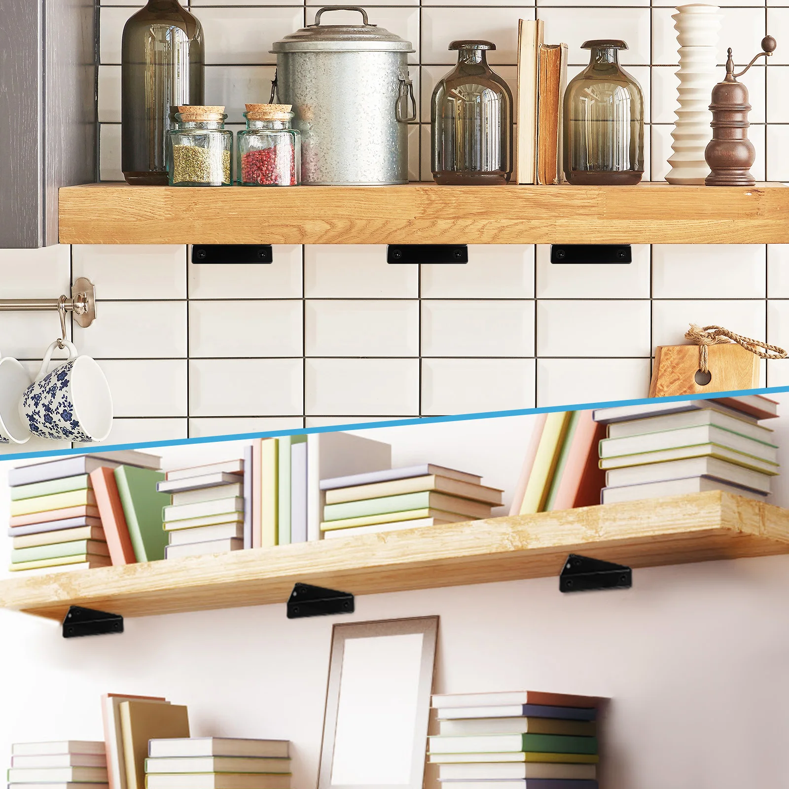 

6 шт., железные треугольные кронштейны для полок, черные 80x100 мм, настенное крепление, плавающие полки, прочность для хранения, простая установка, оборудование