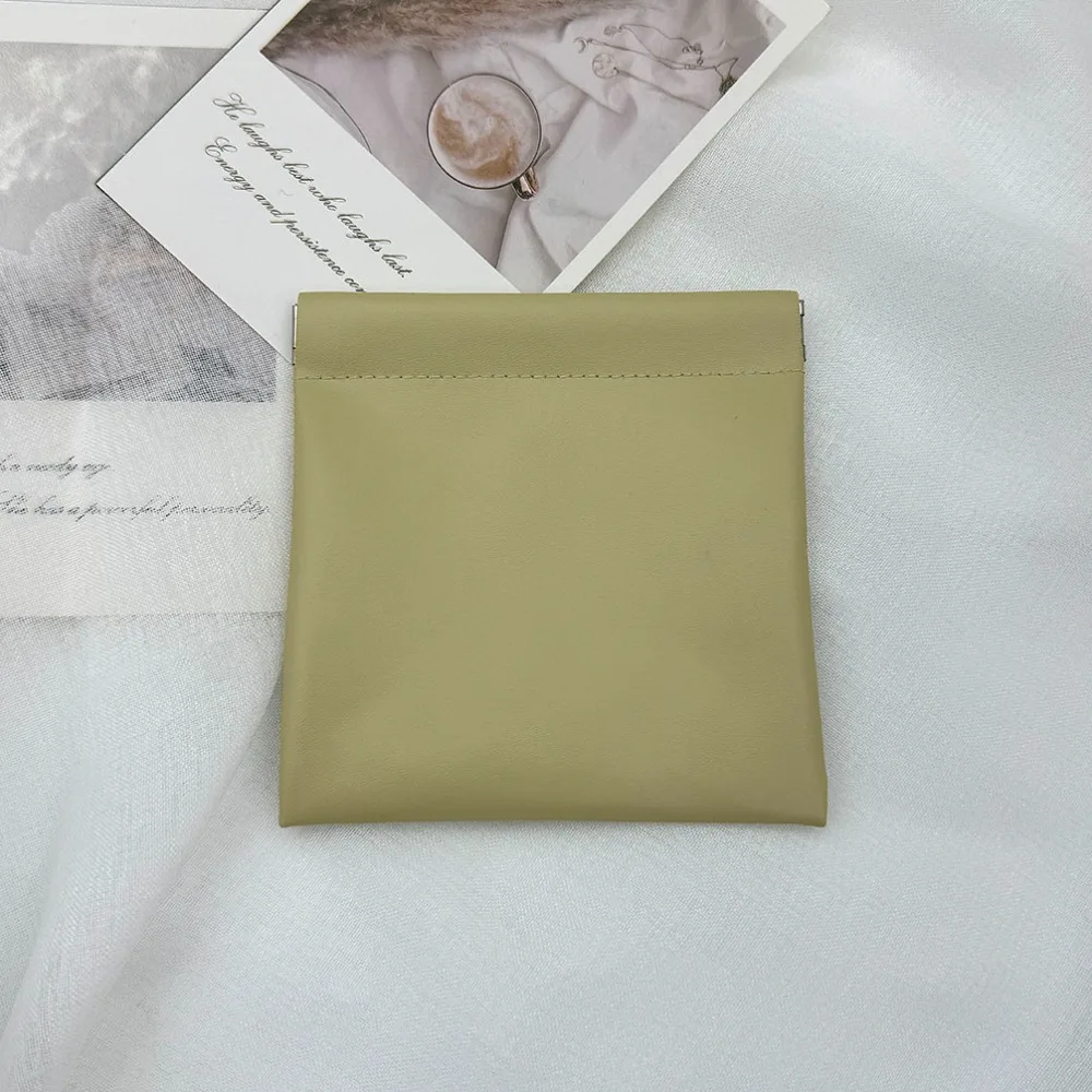 Fashion PU Leather Mini Cosmetics Bag Simple Portable Makeup Pouch Mini Automatic Closure Coin Purse Girls