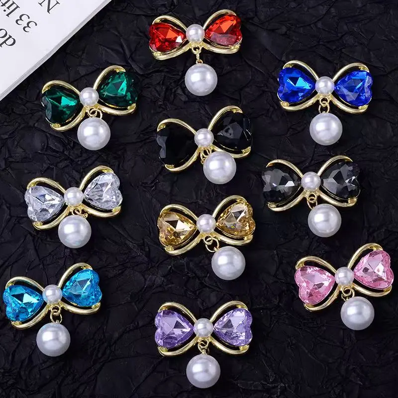 5 Sweet Pearl Bows Jewelry Accessories DIY Hand Made Hair Ornaments Hair Clip Bows Alloy Diy Accessories