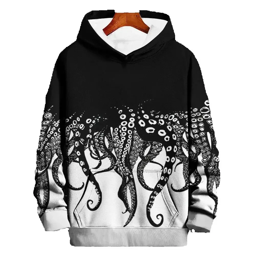 

2025 New Octopus Graphic 3D Print Polyester Hoodies For Men Fun Animal Pullovers Autumn Thin O-neck Sweatshirt Y2k Men Clothing