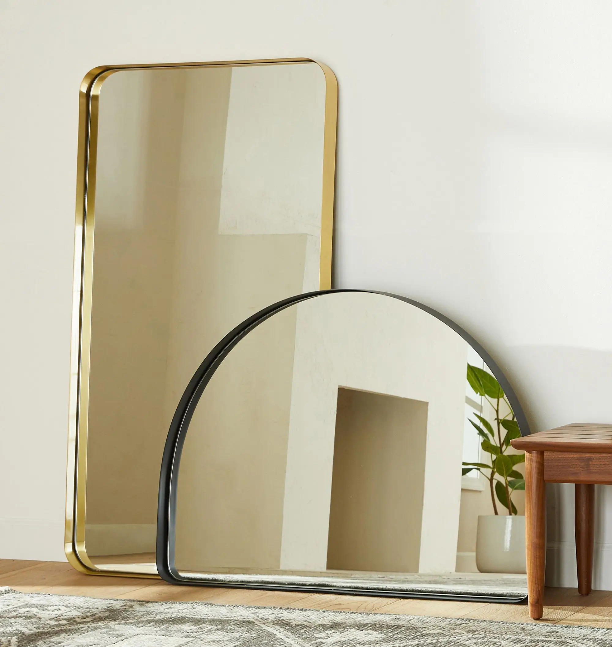 Polished Nickel Metal Frame Mirror Stainless steel electroplating bathroom mirror