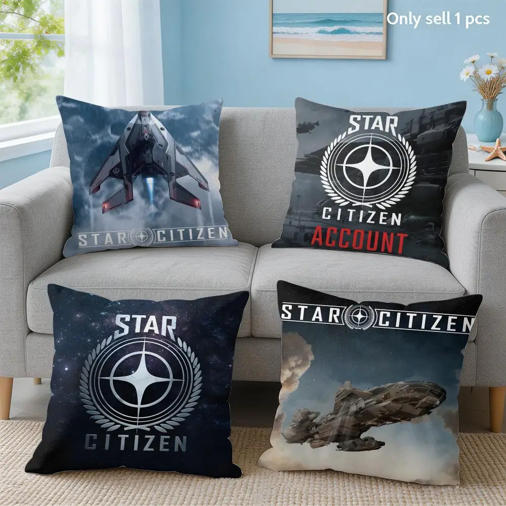 Video Game S-Star Citizen Cushion Cover Soft Short Plush Throw Pillow Cover Hidden Zipper Cutecore Sofa Bedroom Home Decor