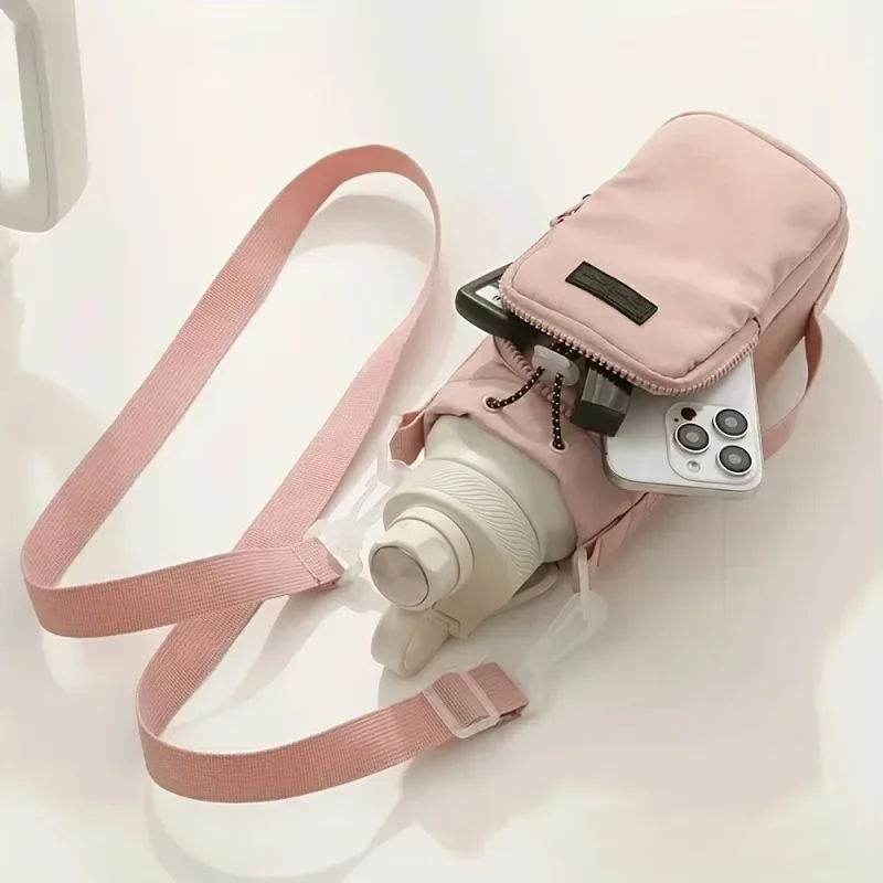 1pc Adjustable Unisex Crossbody Water Bottle Holder,Multiple Compartments,Portable Phone Case for Travel,Cycling Accessories