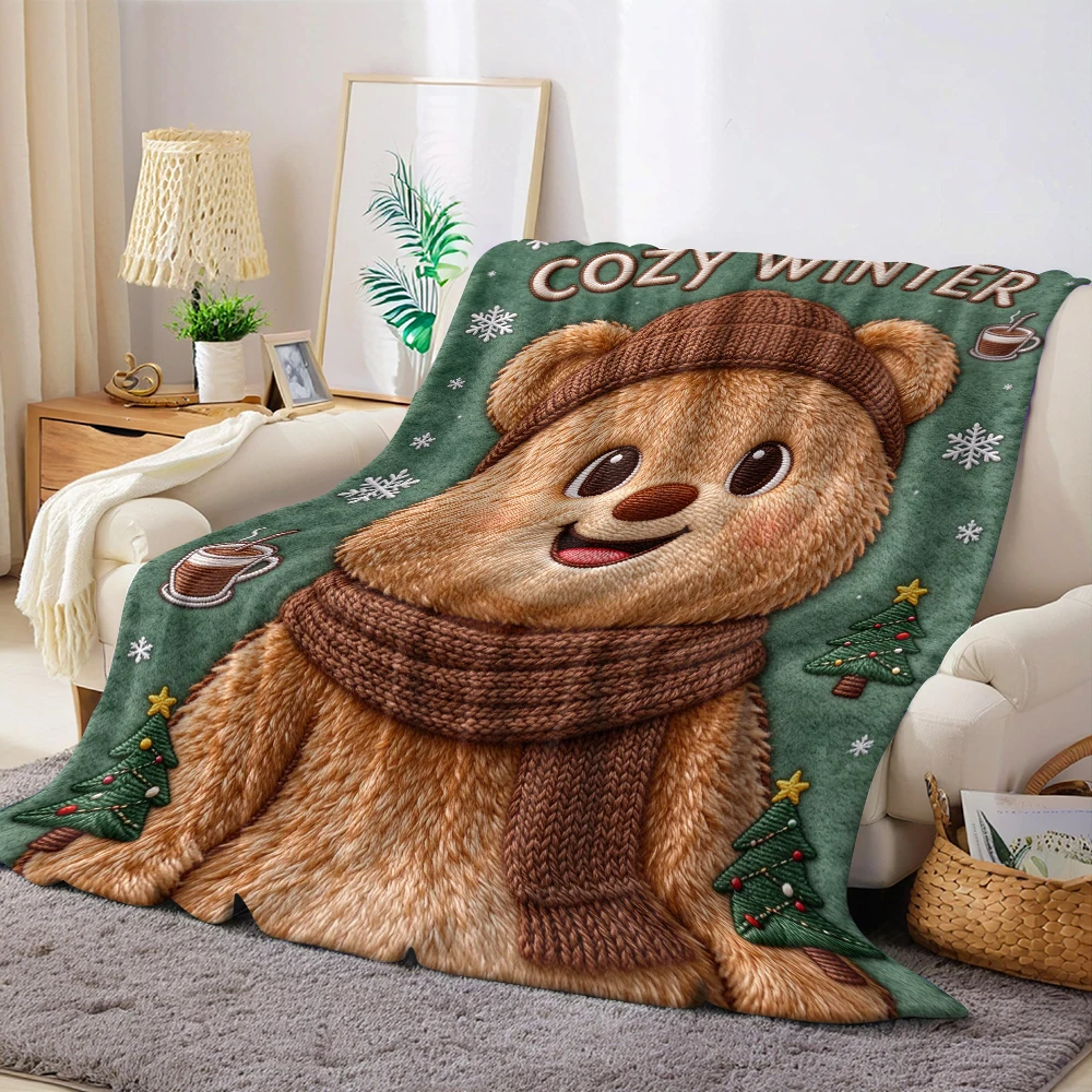 Stitch Burgundy Deer Cute Flannel Fleece Throw Blanket Soft Plush Bed Couch Cover Perfect Gift for Women Girls Kids