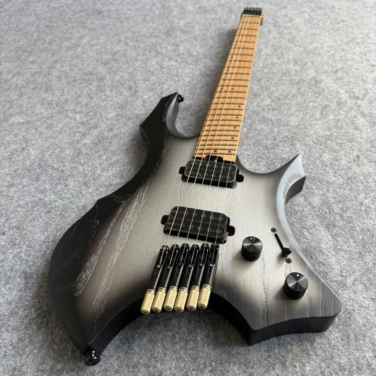 

Гитара Black Burst с 24 ладами, безголовая, 6-струнная, корпус из белого воскового дерева, кленовый гриф, профессиональная гитара.