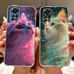 Cute Cat Cartoon Cover For Xiaomi Redmi Note 11 Casing Silicone Soft TPU Fundas Phone Back Case For Redmi Note 11 S 11S Coque