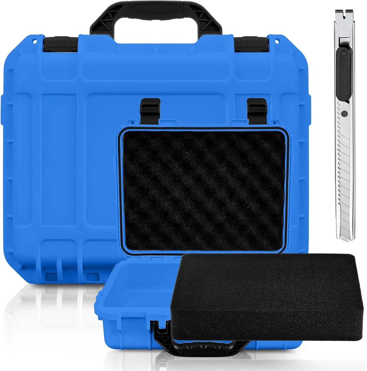 

Waterproof Hard Case with Customizable Foam Insert, 16.3x12.4x6.5 Inch, for Camera Drones Tools Equipment Protection (Blue)