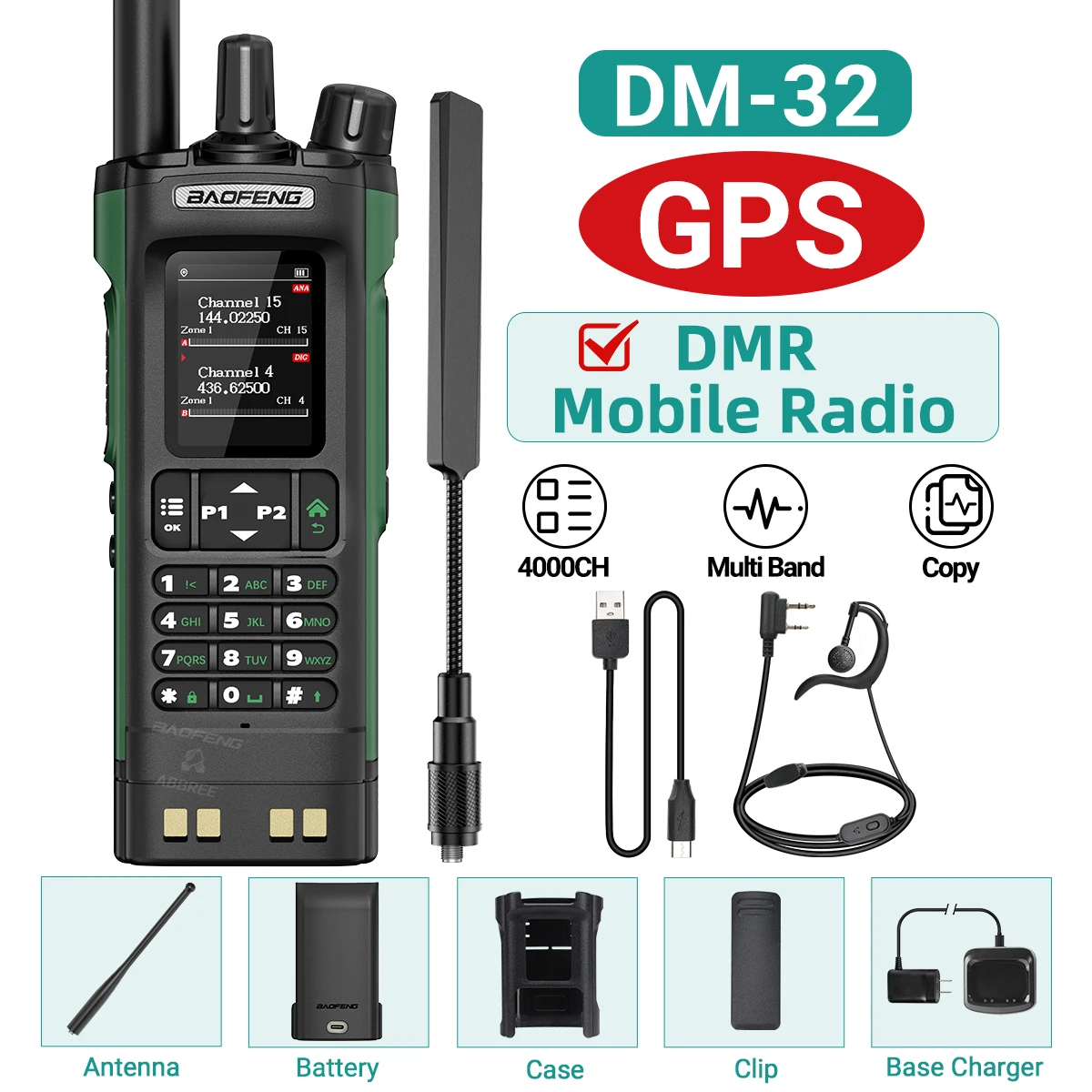 Baofeng DMR DM-32 Digitales Walkie-Talkie GPS Dual Mode Analog TDMA Dual Time Slot AM FM APRS Digitaler Anruf Amateurfunk DM-1701 UV-32