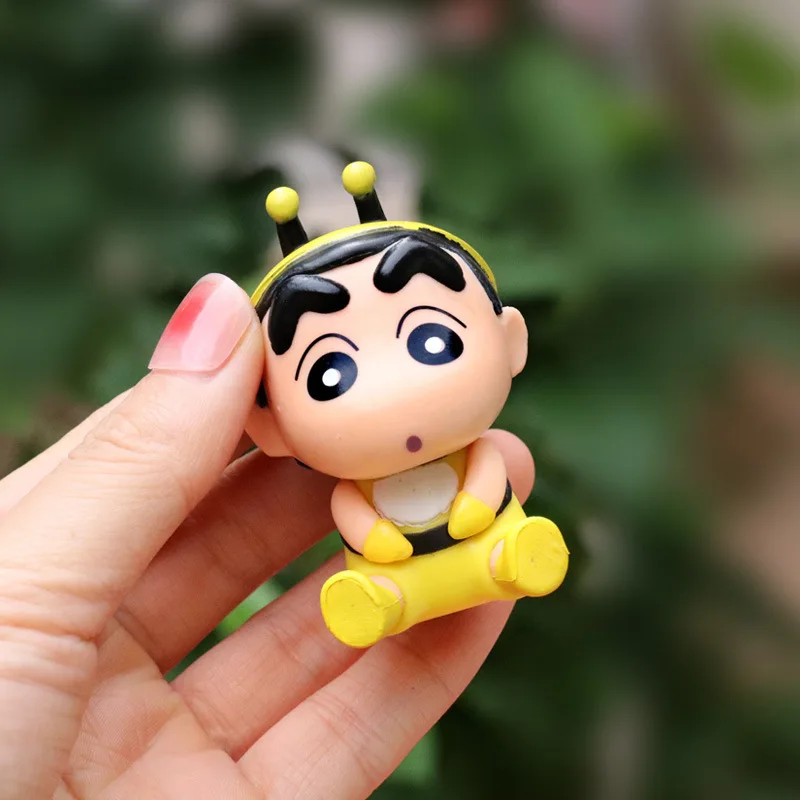 6 sztuk/zestaw Anime kredka ShinChan figurki 6cm Nohara Shinnosuke figurka seria zwierząt Model z pcv ozdoby na biurko dla dzieci prezent