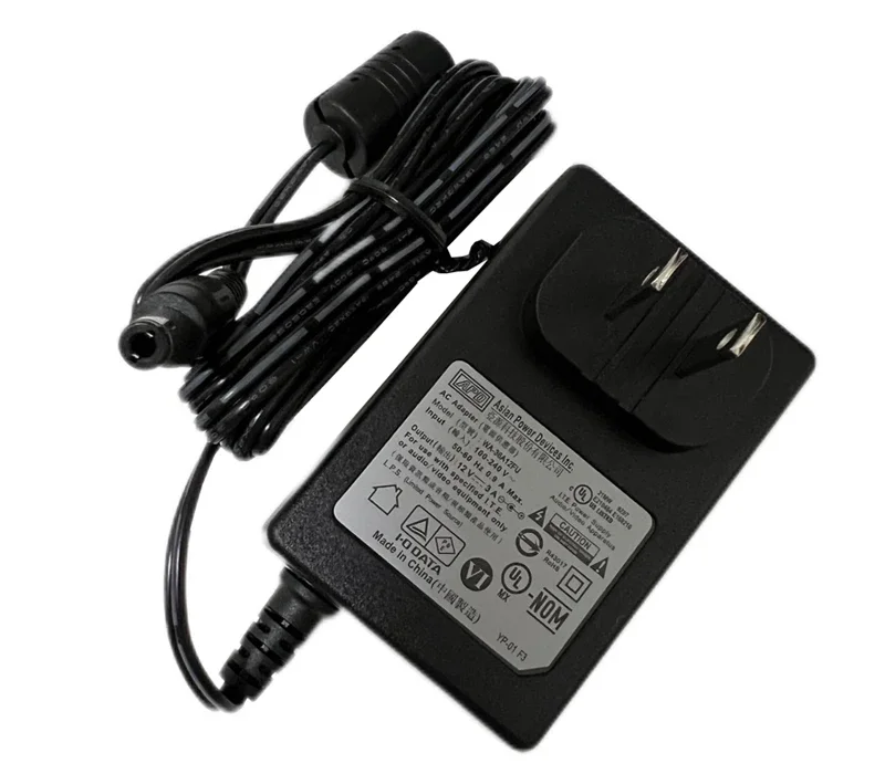 

Power Adapter 12V 3A, Barrel 5.5/2.1mm, US 2-Pin Plug, WA-36A12FU