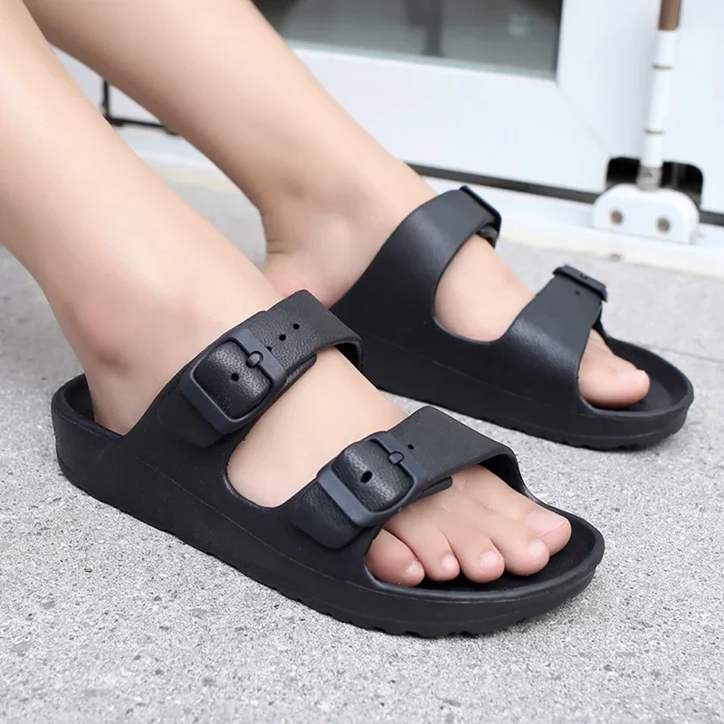 2023 Summer Women Shoes Woman Slippers Female Casual Flat Ladies Buckle Slides Women\'s Candy Color Open Toe Beach Footwear