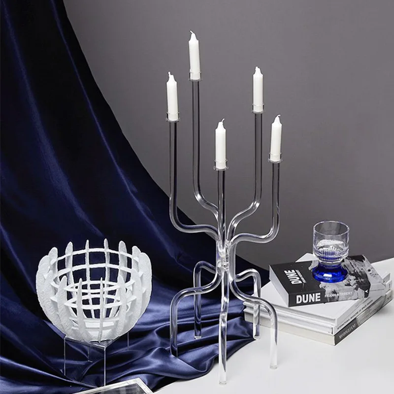 Simple and modern transparent acrylic candlestick creative empty nest ornament B & B model room restaurant living room soft deco