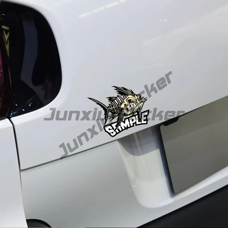 Car Sticker Fishing Creative Car Decal Fishbone Personality Fun Scratch Decoration Sticker Painting Tackle Box Decal