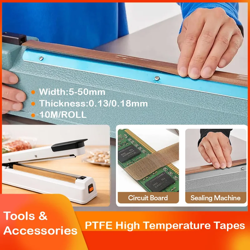 High Temperature Resistant PTFE Tape, 0.13mm/0.18mm Thick Wearproof Insulation Tape for Electrical Use & Mechanical Maintenance