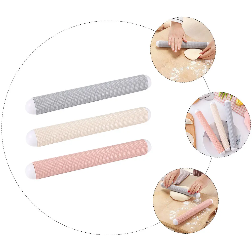 

3pcs Non-Stick Rolling Pin Protruding Points For Dough Pastry Dumpling Wrappers Baking Rods Kitchen Baking Tool Household